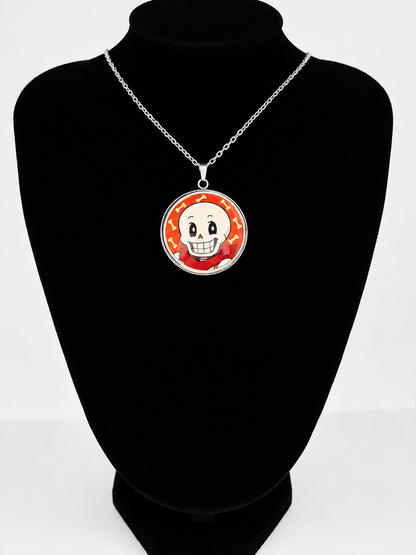 Undertale Inspired Papyrus 30 mm Pendant Stainless Steel 20 inch Necklace