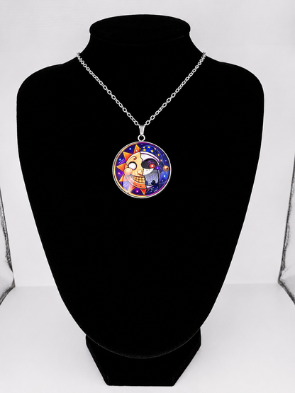 Five Nights at Freddy's: Security Breach Inspired Sun & Moon Split-Face Pendant Necklace