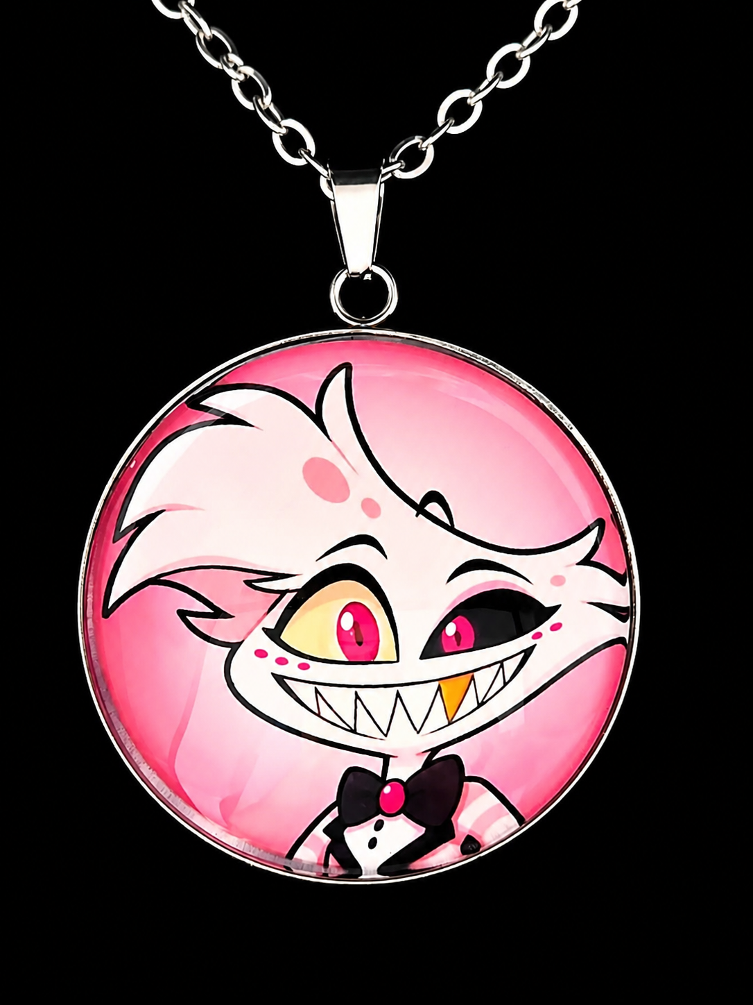Hazbin Hotel Inspired Angel Dust 30 mm Pendant Stainless Steel 20 inch Necklace