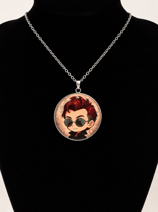 Good Omens Inspired Crowley 30mm Pendant Stainless Steel 20 Inch Necklace