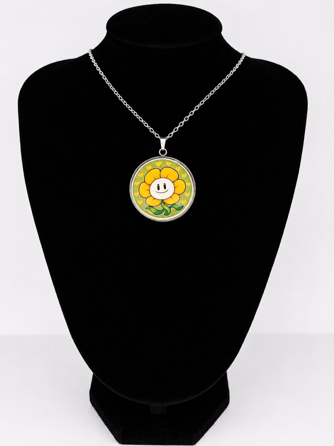 Undertale Inspired Flowey 30 mm Pendant Stainless Steel 20 inch Necklace