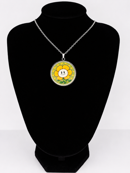 Undertale Inspired Flowey 30 mm Pendant Stainless Steel 20 inch Necklace