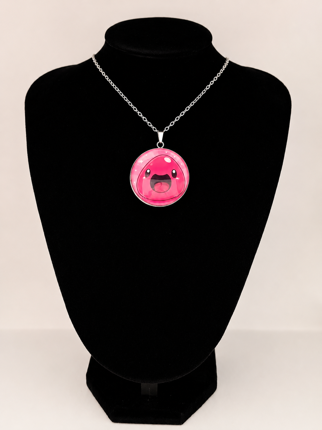 Slime Rancher Inspired Pink Slime 30 mm Pendant Stainless Steel Necklace