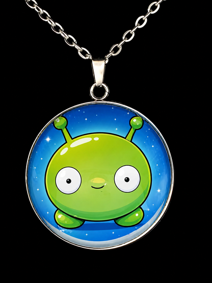 Final Space Inspired Mooncake 30 mm Pendant Stainless Steel 20 inch Necklace