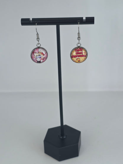 Hazbin Hotel Inspired Lucifer & Take That Depression Dangle Fish Hook Earrings