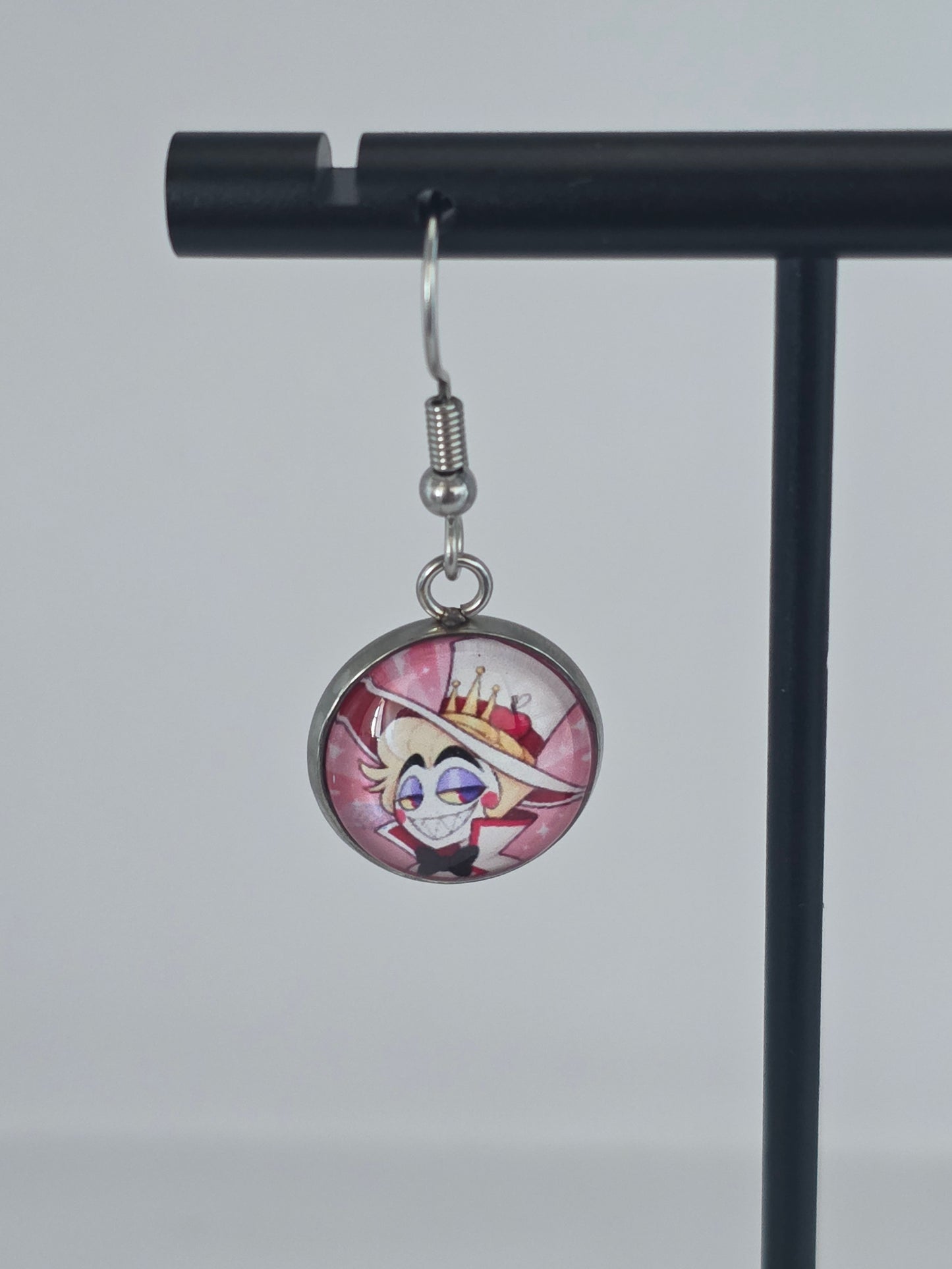 Hazbin Hotel Inspired Lucifer & Take That Depression Dangle Fish Hook Earrings