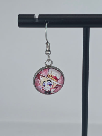 Hazbin Hotel Inspired Lucifer & Take That Depression Dangle Fish Hook Earrings