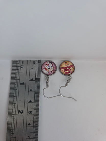 Hazbin Hotel Inspired Lucifer & Take That Depression Dangle Fish Hook Earrings