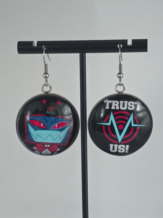 Hazbin Hotel Inspired Vox & Trust Us Mismatched Dangle Earrings