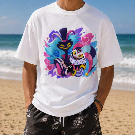 Helluva Boss Inspired Asmodeus & Fizzarolli 100% Cotton Graphic T-Shirt