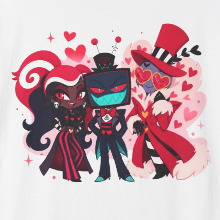 Hazbin Hotel Inspired The Vees - Velvette Valentino & Vox 100% Cotton Graphic T-Shirt
