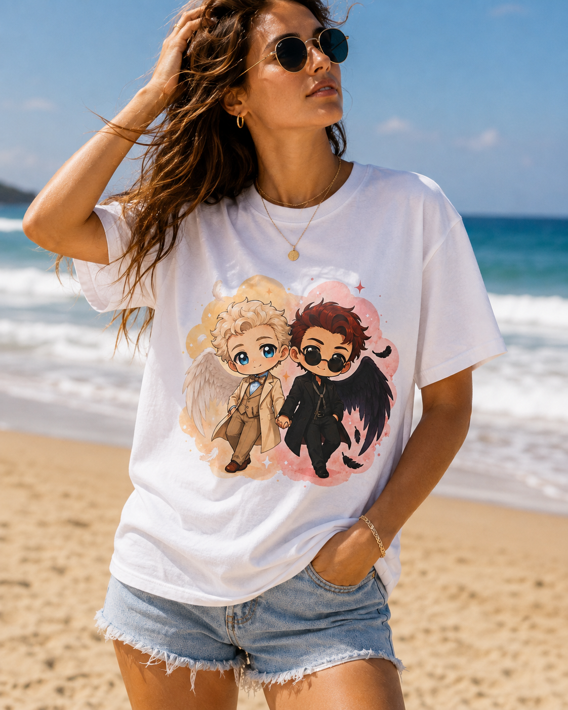 Good Omens Inspired Crowley & Aziraphale 100% Cotton Graphic T-Shirt