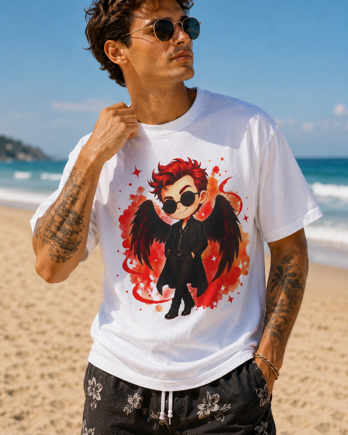 Good Omens Inspired Crowley 100% Cotton Graphic T-Shirt