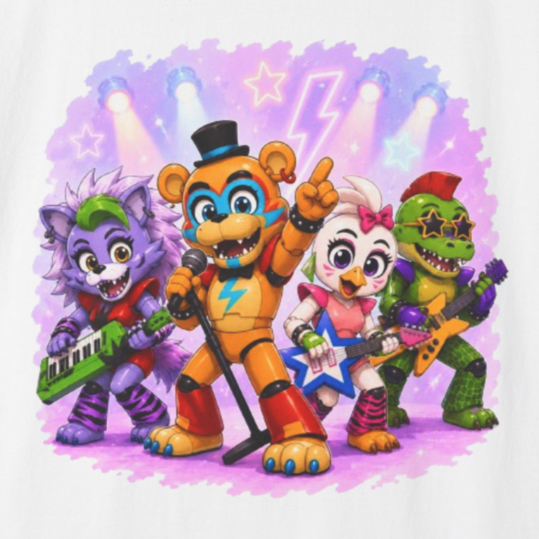 Five Night's At Freddy's: Security Breach Inspired Glamrock Band 100% Cotton Graphic T-Shirt