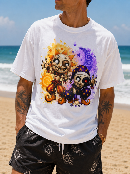 Five Nights at Freddy's Security Breach Inspired Sun & Moon Graphic T-Shirt
