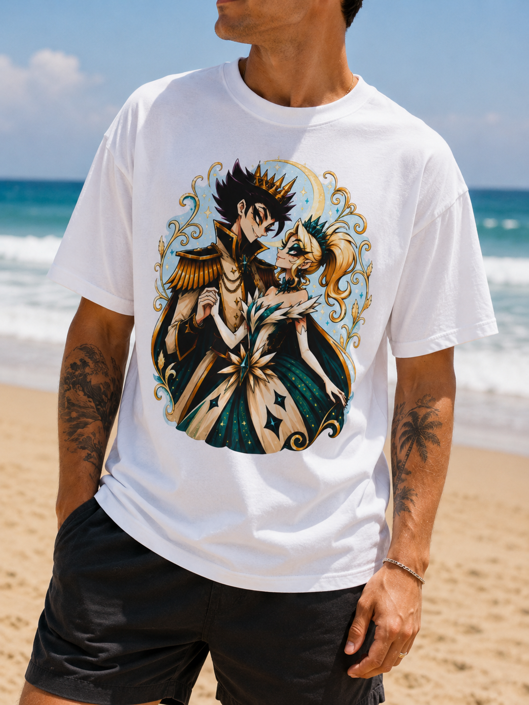 Cinderella Inspired Hellverse Prince & Cinderella 100% Cotton Graphic T-Shirt