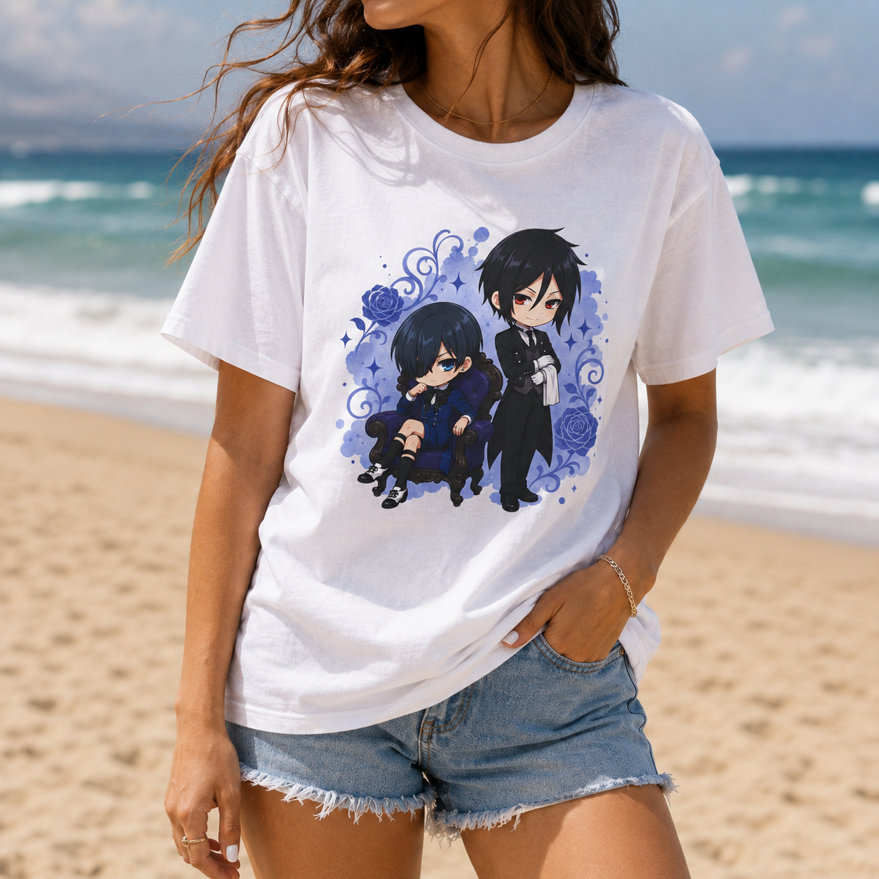 Black Butler (Kuroshitsuji) Inspired Ciel & Sebastian 100% Cotton Graphic T-Shirt