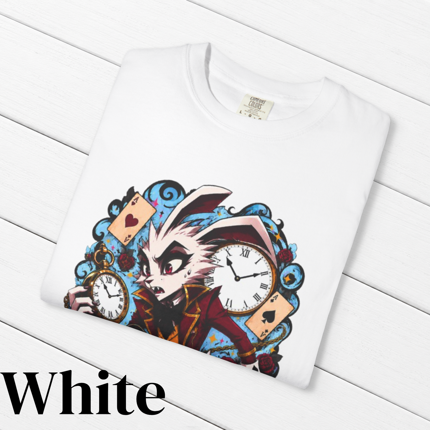 Alice in Wonderland Inspired Hellverse White Rabbit 100% Cotton Graphic T-Shirt