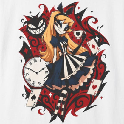 Alice in Wonderland Inspired Hellverse Alice 100% Cotton Graphic T-Shirt
