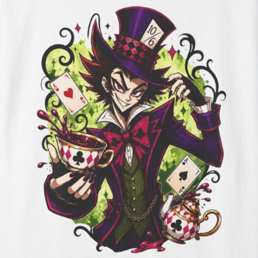 Alice in Wonderland Inspired Hellverse Hatter 100% Cotton Graphic T-Shirt
