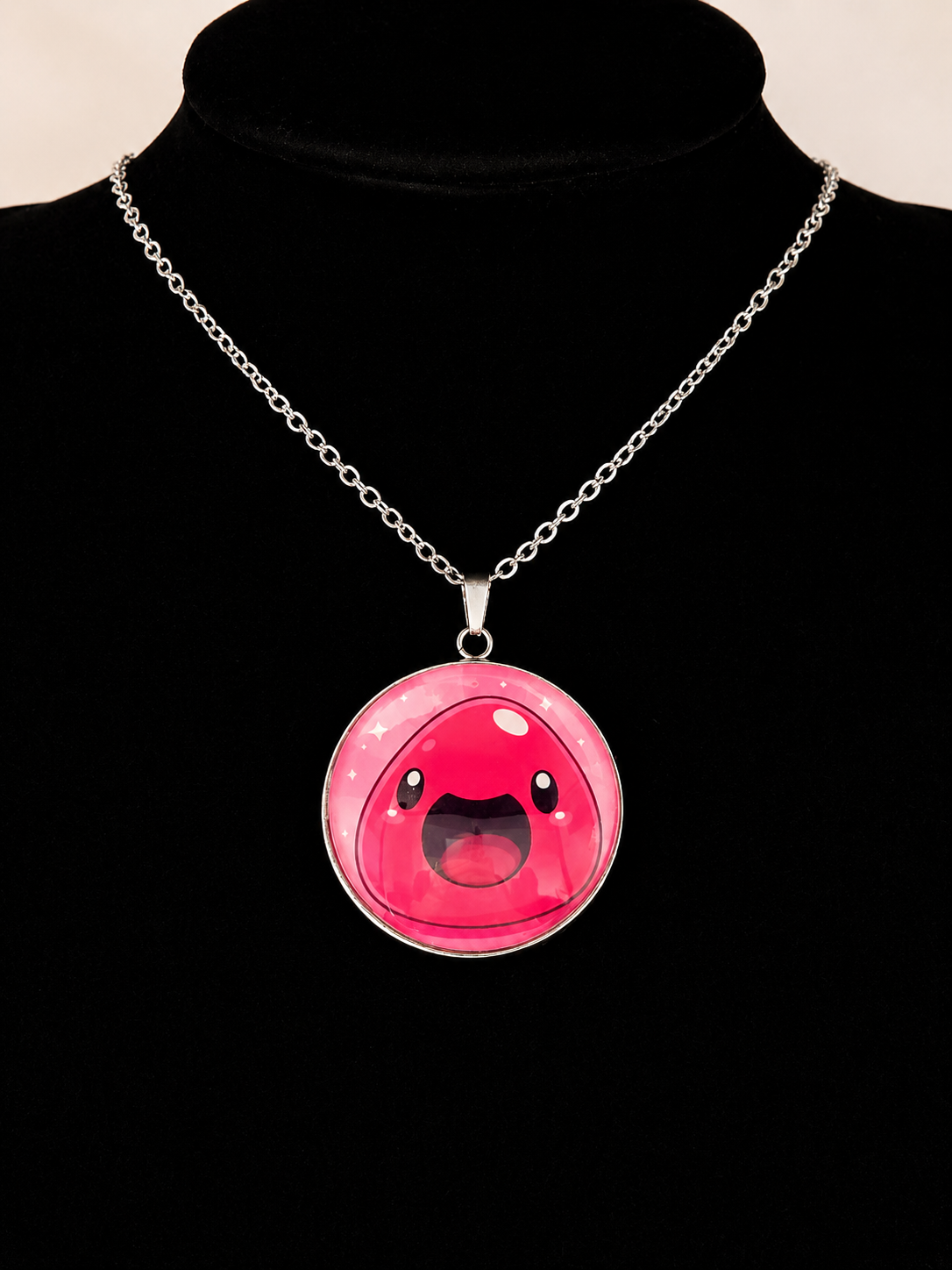 Slime Rancher Inspired Pink Slime 30 mm Pendant Stainless Steel Necklace