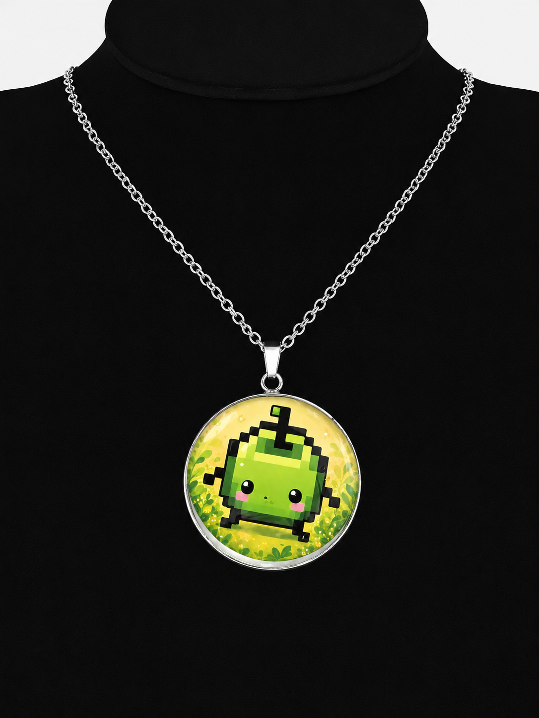 Green Junimo Inspired Stardew Valley 30 mm Pendant Stainless Steel Necklace