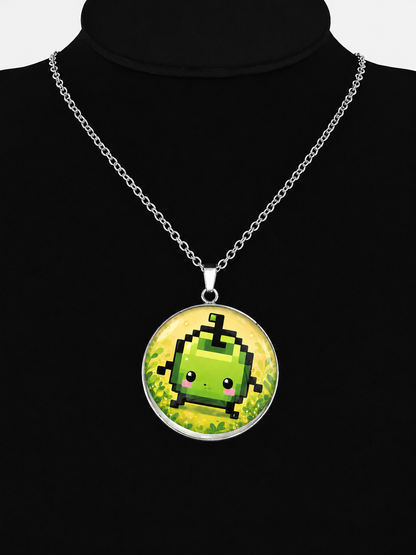 Green Junimo Inspired Stardew Valley 30 mm Pendant Stainless Steel Necklace