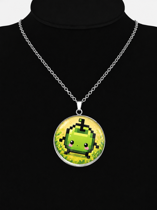 Green Junimo Inspired Stardew Valley 30 mm Pendant Stainless Steel Necklace