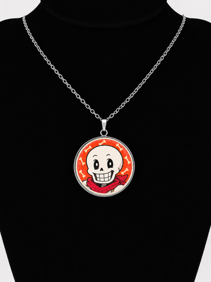 Undertale Inspired Papyrus 30 mm Pendant Stainless Steel 20 inch Necklace
