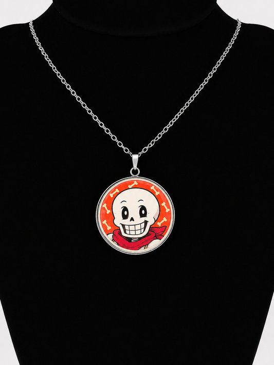Undertale Inspired Papyrus 30 mm Pendant Stainless Steel 20 inch Necklace