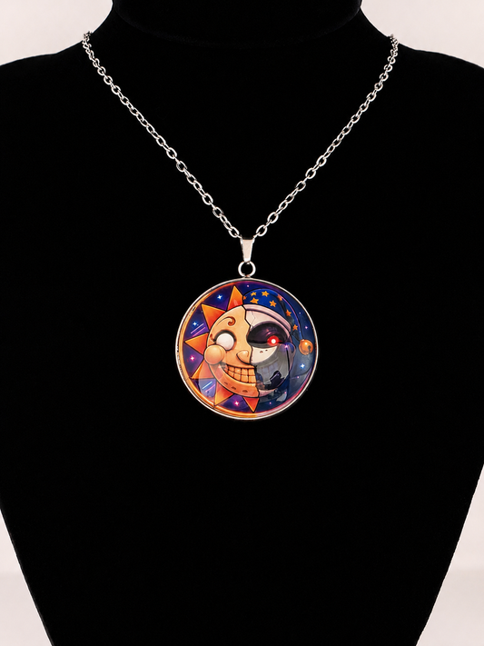 Five Nights at Freddy's: Security Breach Inspired Sun & Moon Split-Face Pendant Necklace