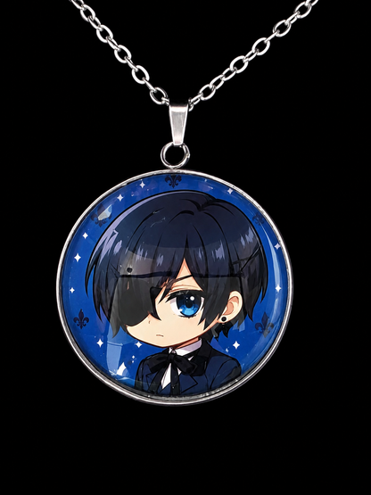 Black Butler (Kuroshitsuji) Inspired Ciel 30 mm Pendant Stainless Steel Necklace