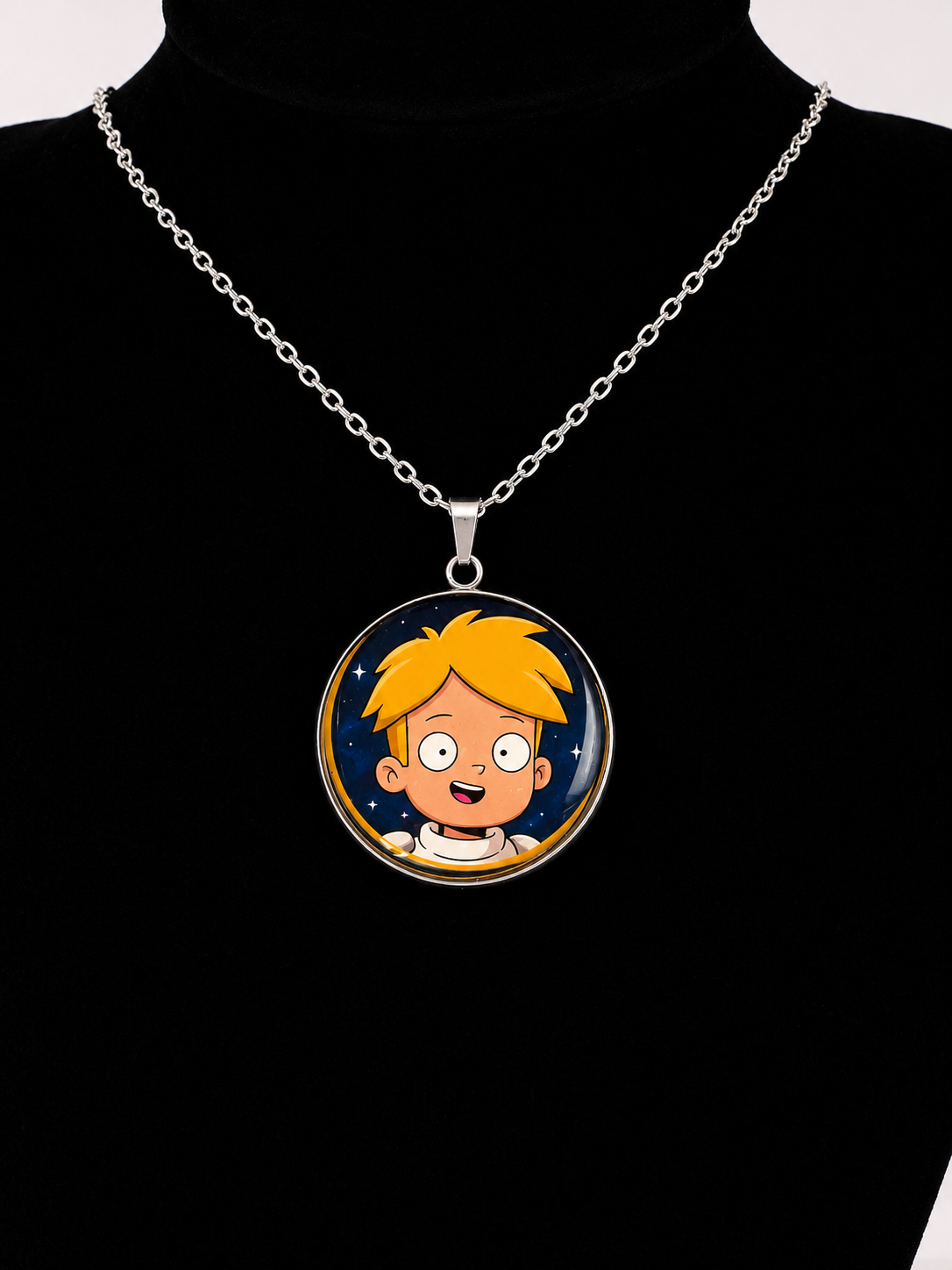 Final Space Inspired Gary 30 mm Pendant Stainless Steel 20 inch Necklace