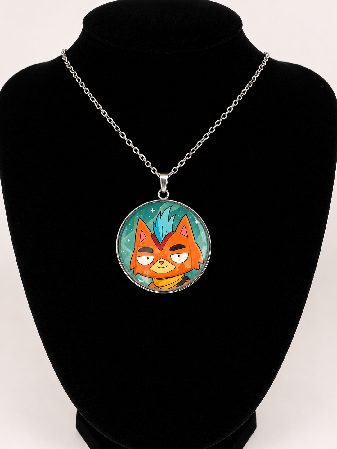 Final Space Inspired Little Cato 30 mm Pendant Stainless Steel 20 inch Necklace