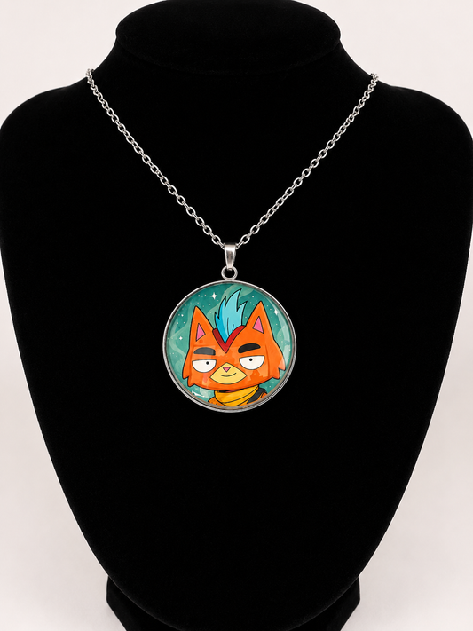 Final Space Inspired Little Cato 30 mm Pendant Stainless Steel 20 inch Necklace