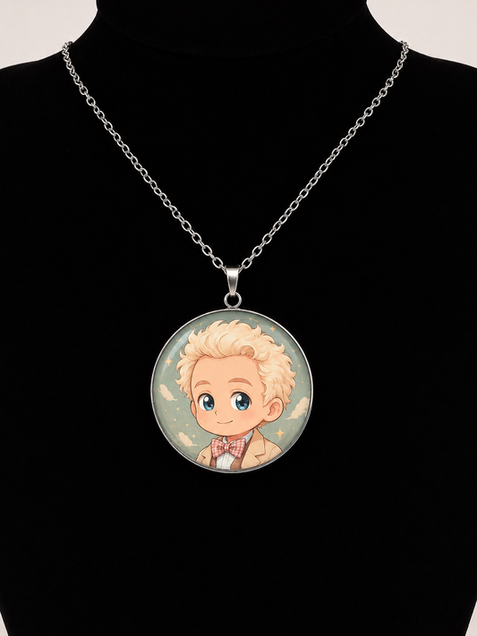 Good Omens Inspired Aziraphale 30mm Pendant Stainless Steel 20 Inch Necklace