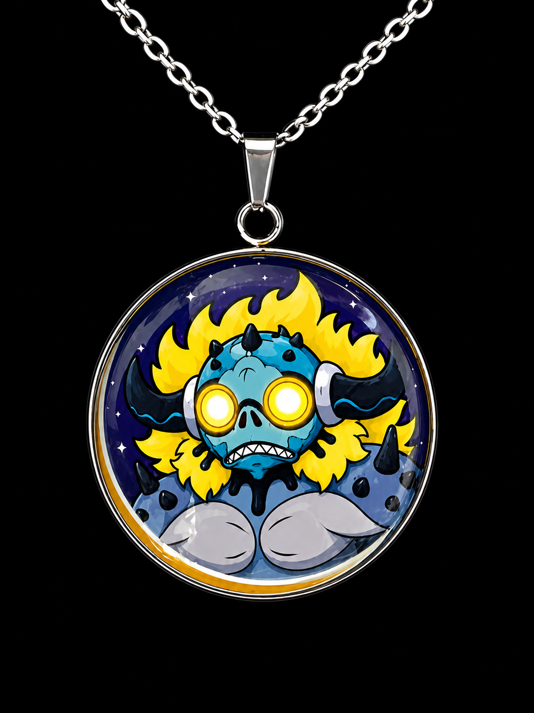 Final Space Inspired Bolo 30 mm Pendant Stainless Steel 20 inch Necklace