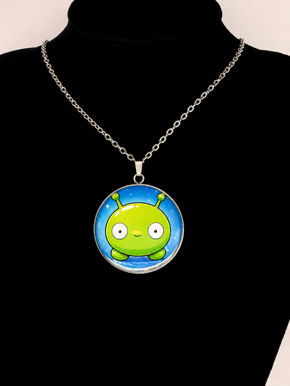 Final Space Inspired Mooncake 30 mm Pendant Stainless Steel 20 inch Necklace