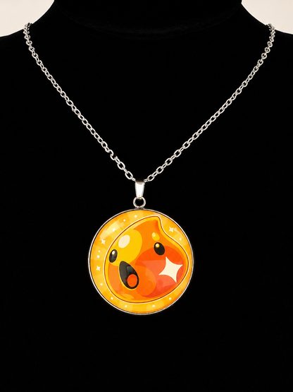 Slime Rancher Inspired Gold Slime 30 mm Pendant Stainless Steel Necklace