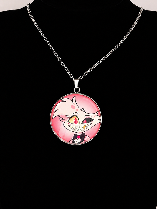 Hazbin Hotel Inspired Angel Dust 30 mm Pendant Stainless Steel 20 inch Necklace