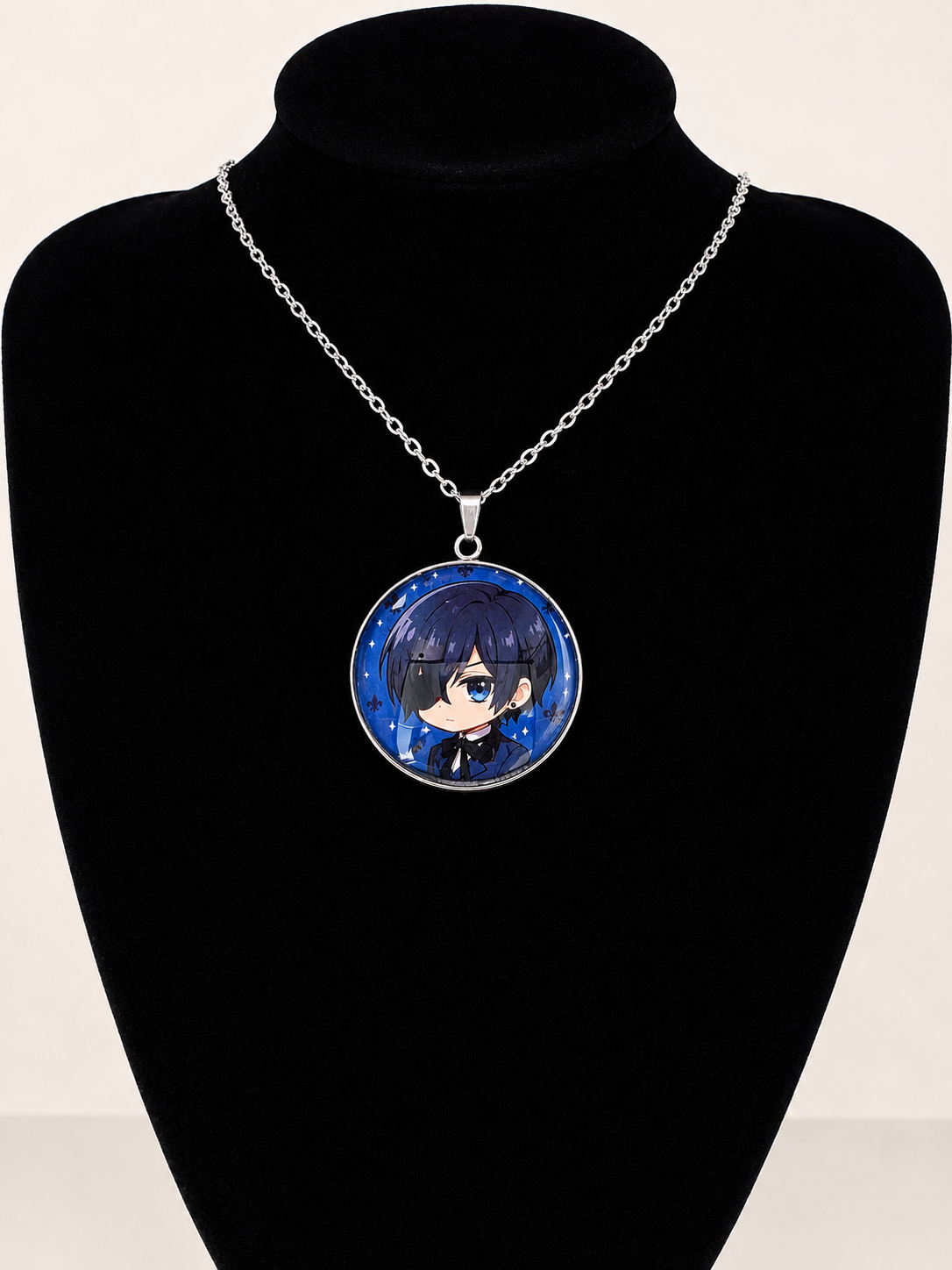 Black Butler (Kuroshitsuji) Inspired Ciel 30 mm Pendant Stainless Steel Necklace
