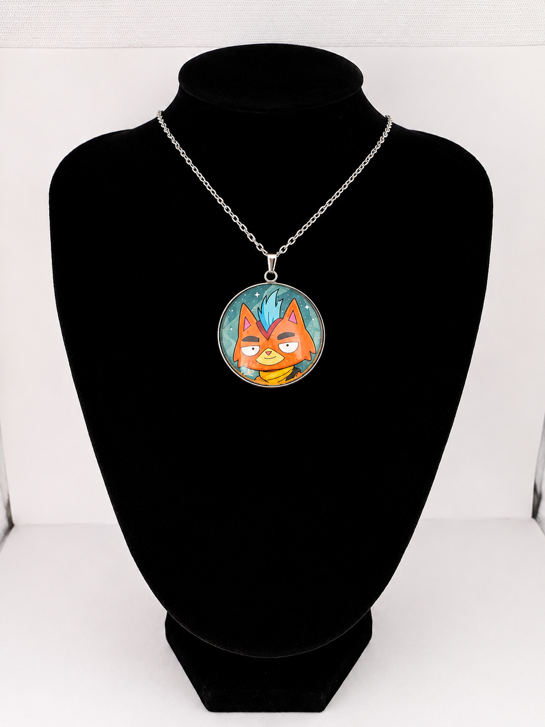 Final Space Inspired Little Cato 30 mm Pendant Stainless Steel 20 inch Necklace