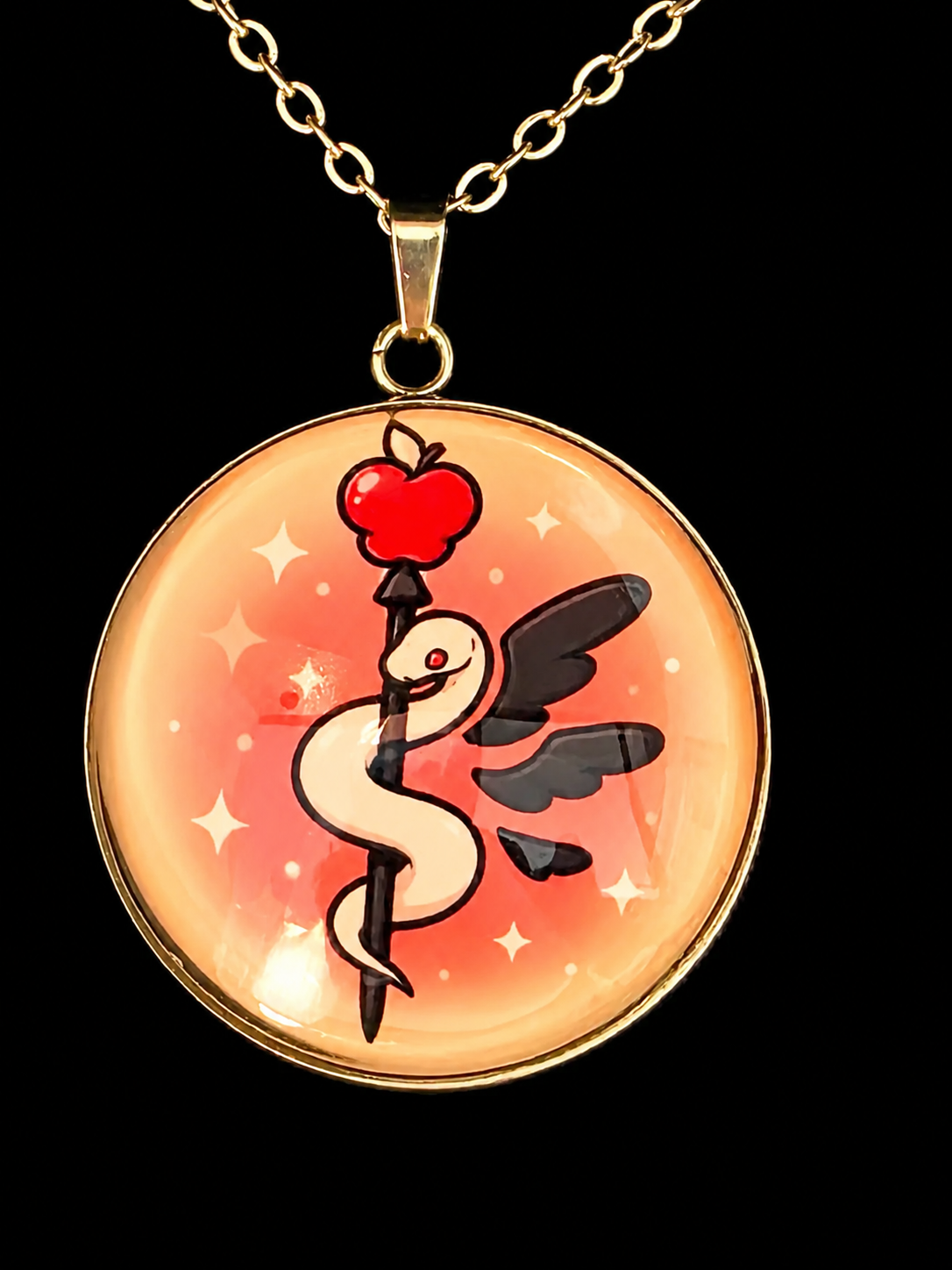 Hazbin Hotel Inspired Lucifer's Staff 30 mm Pendant Stainless Steel Necklace