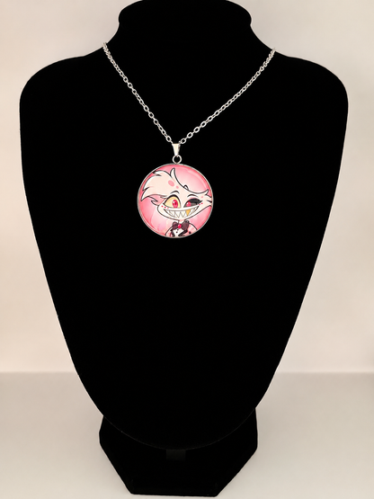 Hazbin Hotel Inspired Angel Dust 30 mm Pendant Stainless Steel 20 inch Necklace