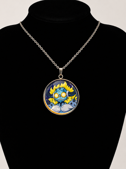Final Space Inspired Bolo 30 mm Pendant Stainless Steel 20 inch Necklace