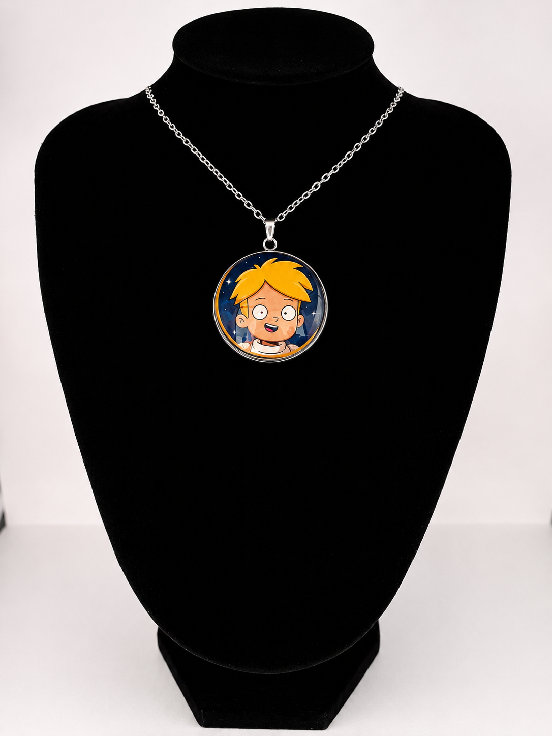 Final Space Inspired Gary 30 mm Pendant Stainless Steel 20 inch Necklace