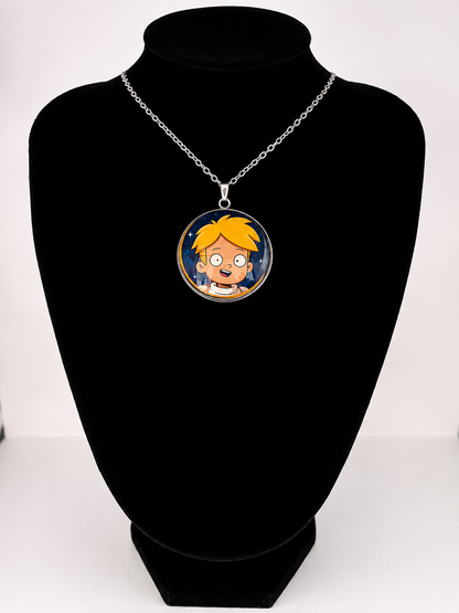 Final Space Inspired Gary 30 mm Pendant Stainless Steel 20 inch Necklace