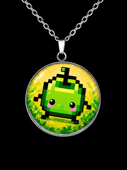 Green Junimo Inspired Stardew Valley 30 mm Pendant Stainless Steel Necklace