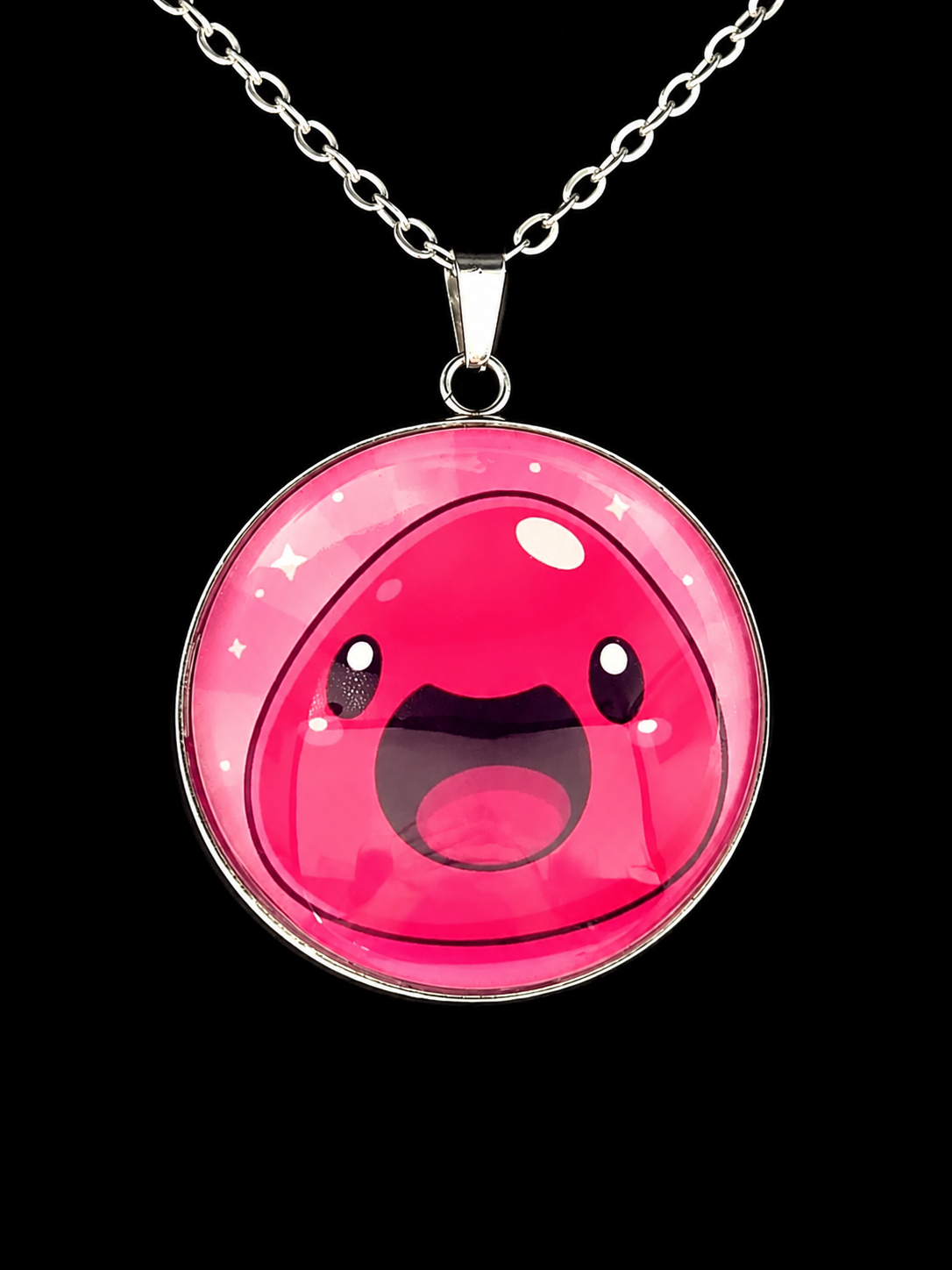 Slime Rancher Inspired Pink Slime 30 mm Pendant Stainless Steel Necklace