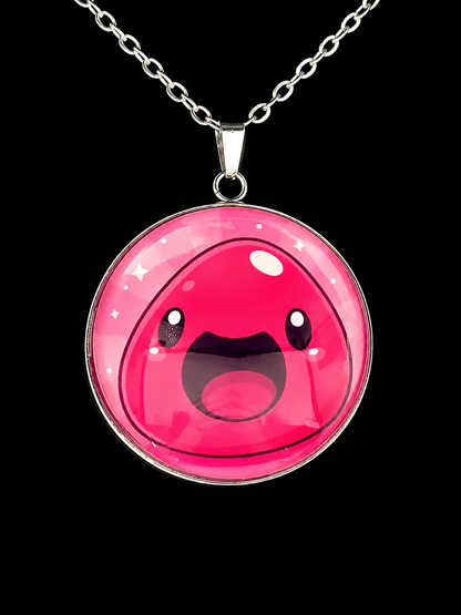 Slime Rancher Inspired Pink Slime 30 mm Pendant Stainless Steel Necklace